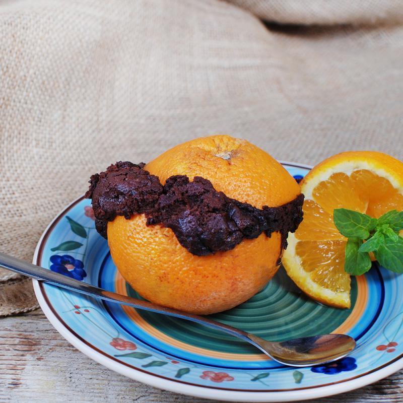 Schokokuchen in der Orange