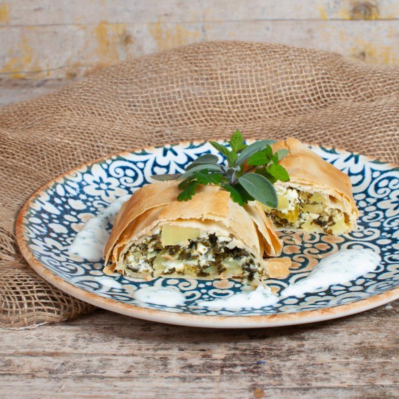 Grünkohlstrudel mit Schafskäse